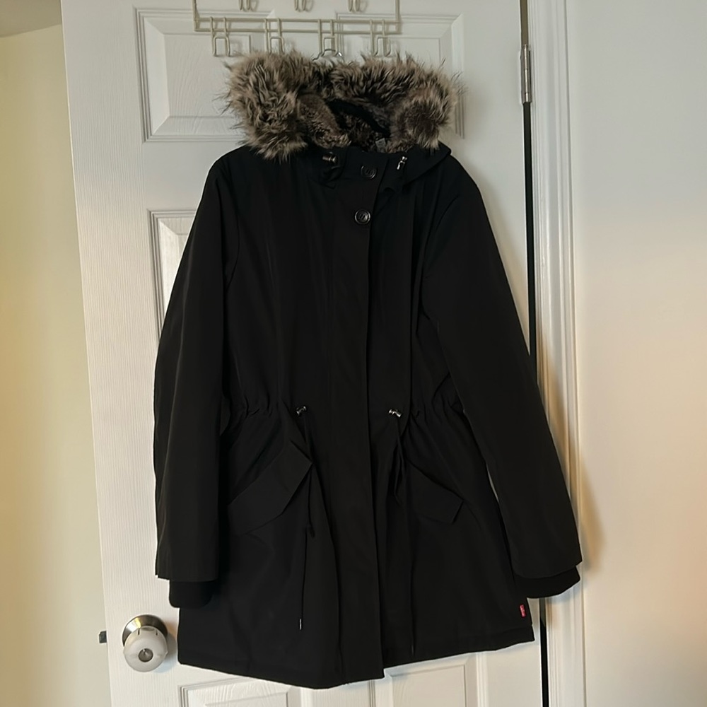 Levi's Black Ski & Snow Jacket with Faux Fur Trim